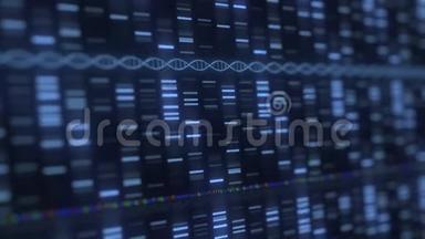 DNA分析<strong>医疗</strong>软件运行. 现代医学或遗传学相关的循环三维<strong>动画</strong>